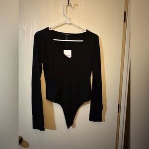 FOREVER 21 Black Long Sleeve Bodysuit Women's Size L